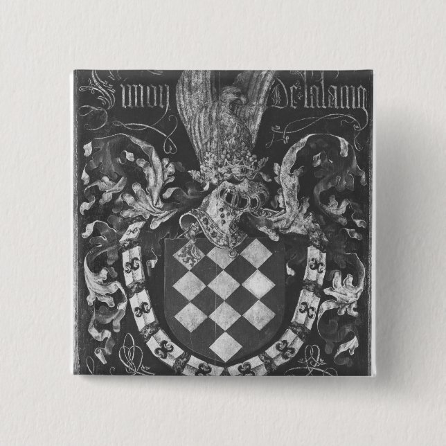 Bóton Quadrado 5.08cm Brasão de Simon de Lalaing (Frente)