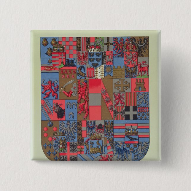 Bóton Quadrado 5.08cm Brasão do império Austro-Húngaro (Frente)