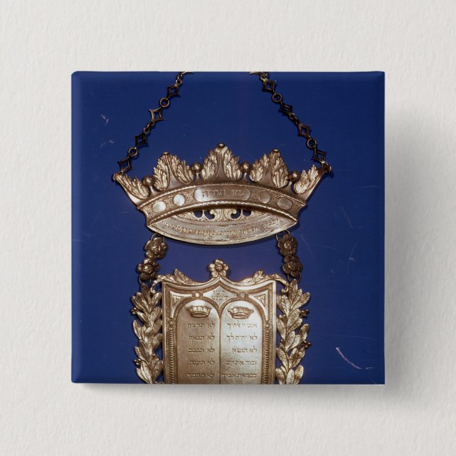 Bóton Quadrado 5.08cm Breastplate ou protetor para o rolo de Torah (Frente)