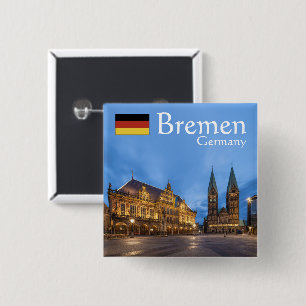 Bóton Quadrado 5.08cm Bremen Alemanha Souvenir