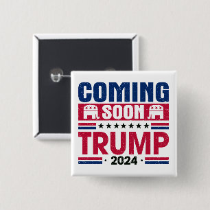 Bóton Quadrado 5.08cm Brevemente Trump 2024 Presidente