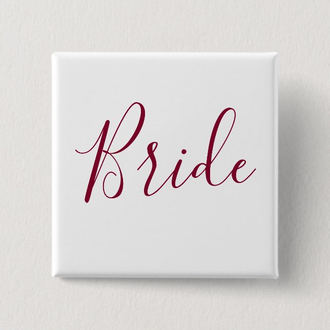 Bóton Quadrado 5.08cm Bride Burgundy Font (Frente)