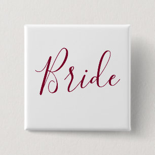 Bóton Quadrado 5.08cm Bride Burgundy Font