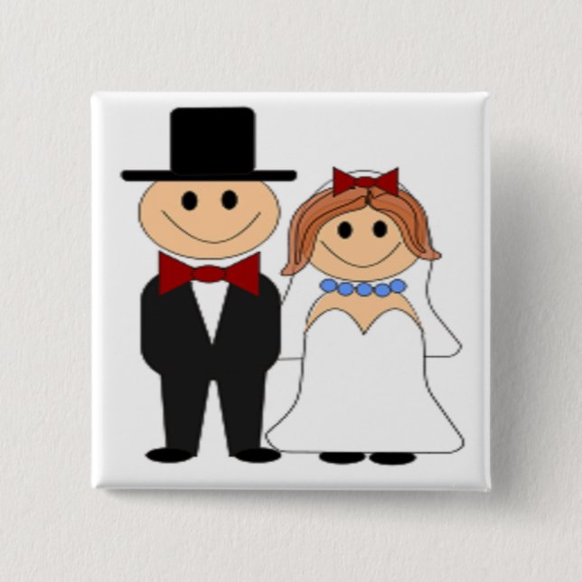 BÓTON QUADRADO 5.08CM BRIDE E GROOM (Frente)
