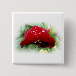 Bóton Quadrado 5.08cm Bright Red Pansy