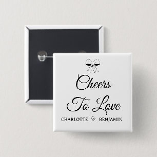 Bóton Quadrado 5.08cm Brinde ao Amor Burgundy Script Laço de Casamento I