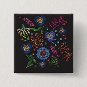 Bóton Quadrado 5.08cm broche bordado