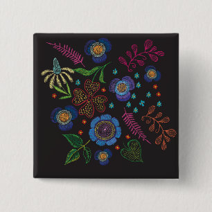 Bóton Quadrado 5.08cm broche bordado
