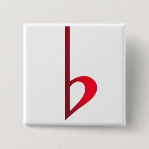 Bóton Quadrado 5.08cm Broche (Botton) Bemol Vermelho
