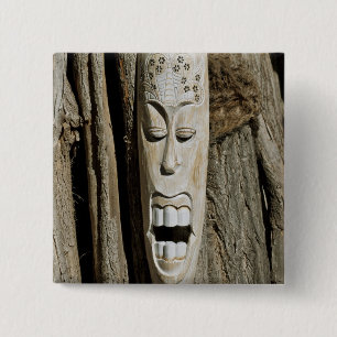 Bóton Quadrado 5.08cm Broche de Máscara Africana