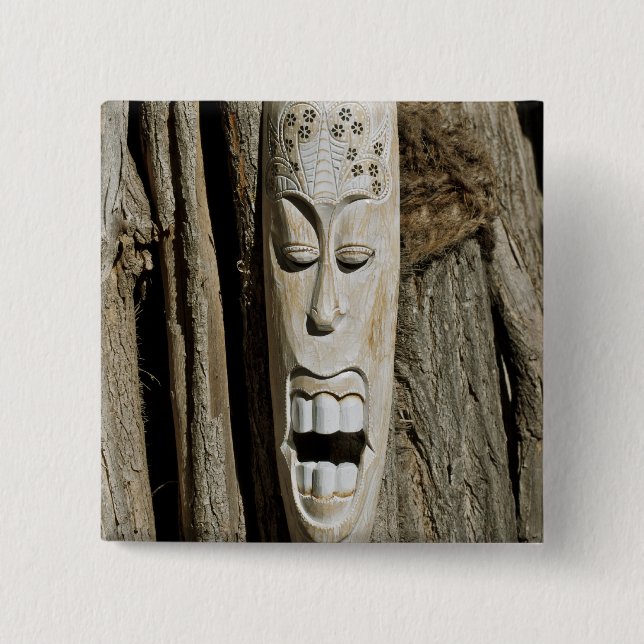 Bóton Quadrado 5.08cm Broche de Máscara Africana (Frente)
