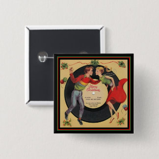 Bóton Quadrado 5.08cm Broche de Natal Vintage Rock & Roll