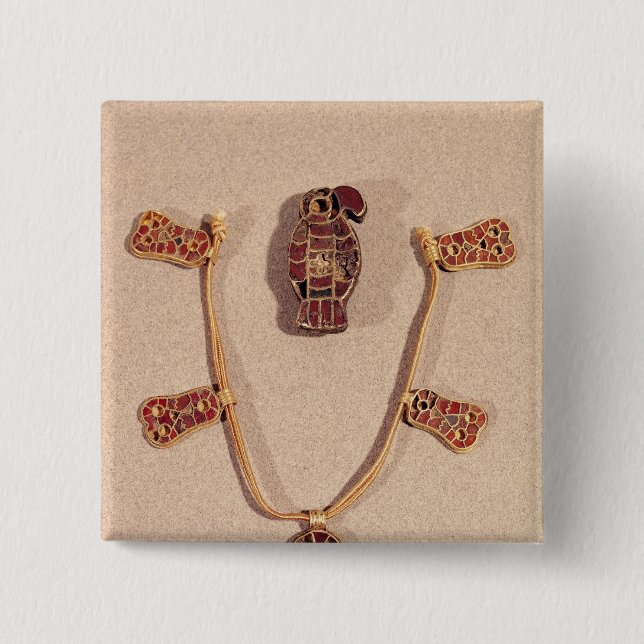 Bóton Quadrado 5.08cm broche Eagle-dado forma e uma colar (Frente)