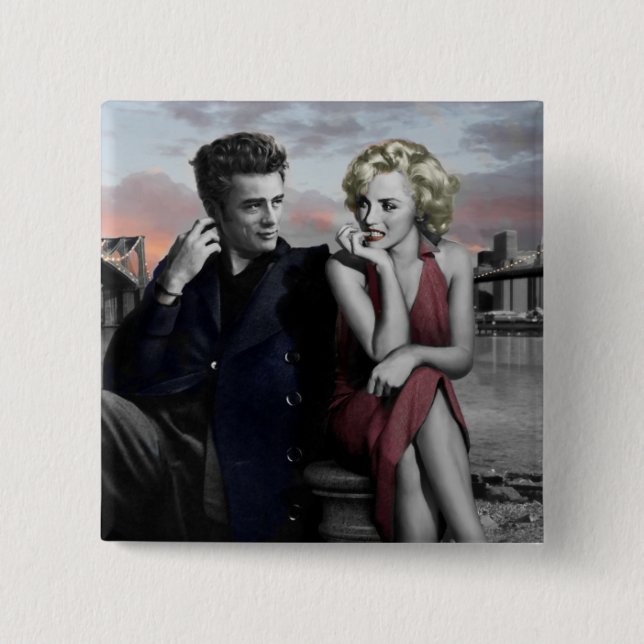 Bóton Quadrado 5.08cm Brooklyn B&W 2 (Frente)