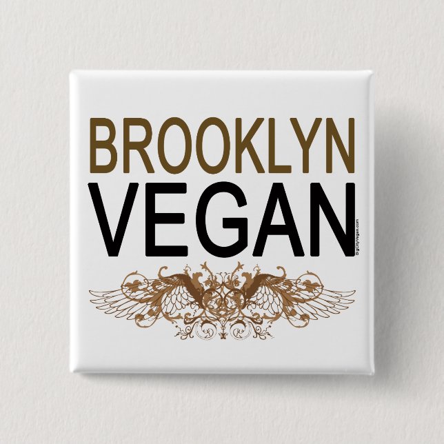 Bóton Quadrado 5.08cm Brooklyn Vegan (Frente)
