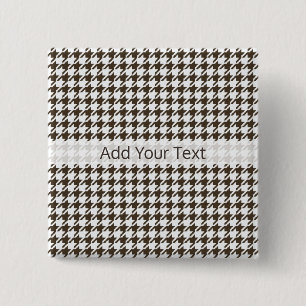 Bóton Quadrado 5.08cm Brown Combination Houndstooth por Shirley Taylor