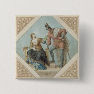 Bóton Quadrado 5.08cm Brunhilde e Hagen, ilustração para 'o Niebelu