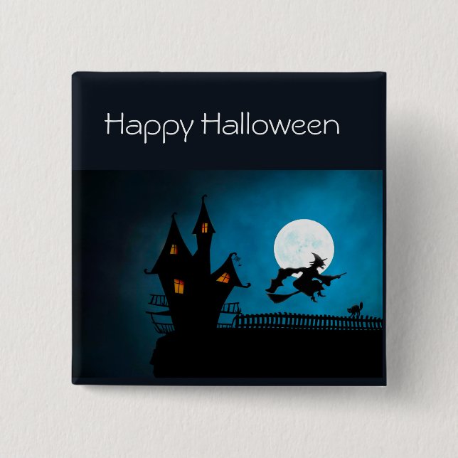 Bóton Quadrado 5.08cm Bruxa Voadora (Frente)