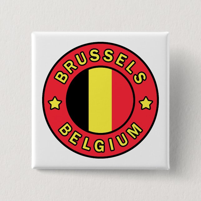 Bóton Quadrado 5.08cm Bruxelas Bélgica (Frente)