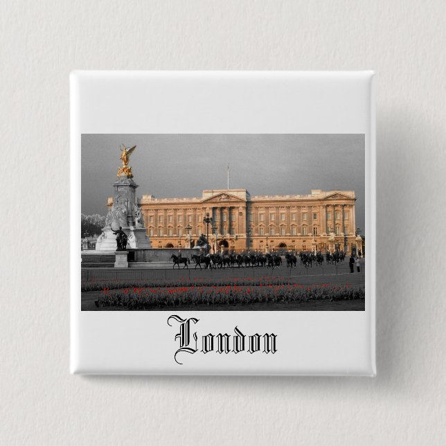 Bóton Quadrado 5.08cm Buckingham Palace Londres (Frente)