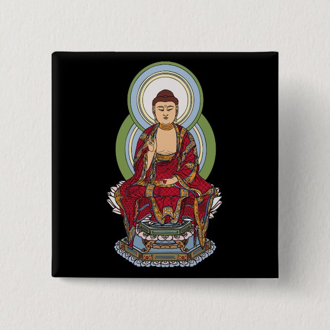 Bóton Quadrado 5.08cm Buddha Abhaya Mudra (Frente)