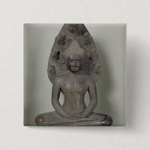 Bóton Quadrado 5.08cm Buddha assentou na meditação no Naga, Angkor