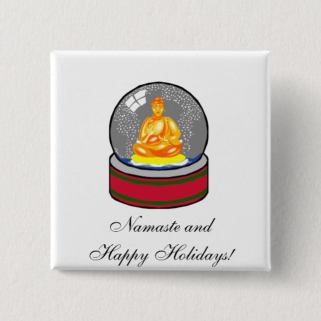 Bóton Quadrado 5.08cm Buddha Snow Globe (Frente)