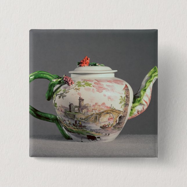 Bóton Quadrado 5.08cm Bule de Longton Salão, c.1755 (Frente)