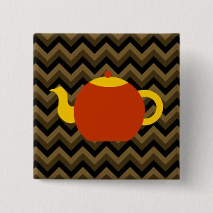 Bóton Quadrado 5.08cm Bule vermelho em Zigzags. de Brown