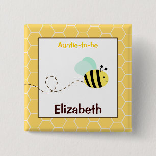 Bóton Quadrado 5.08cm Bumble o botão personalizado abelha do nome de