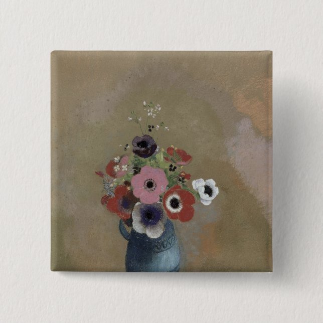 Bóton Quadrado 5.08cm Buquê das anêmonas (Frente)