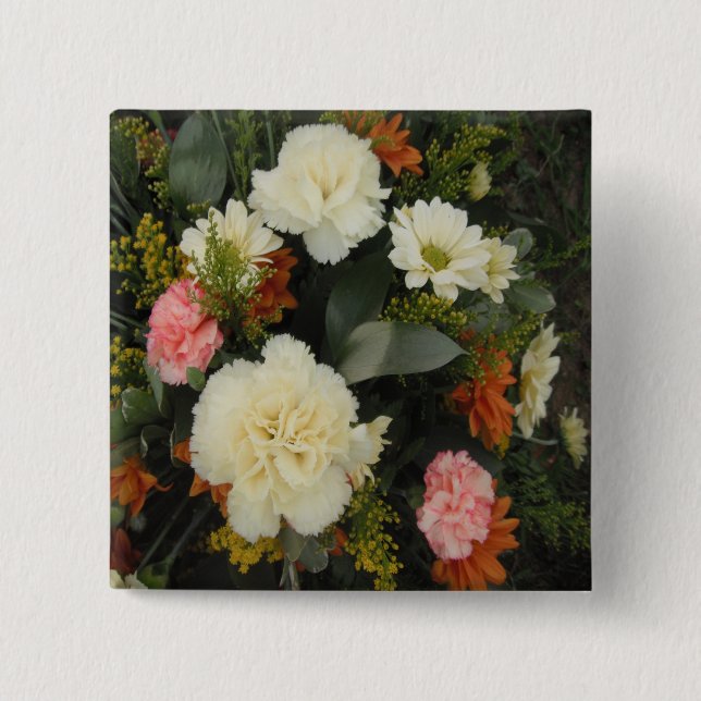 Bóton Quadrado 5.08cm Buquê de cravagem do botão (Frente)