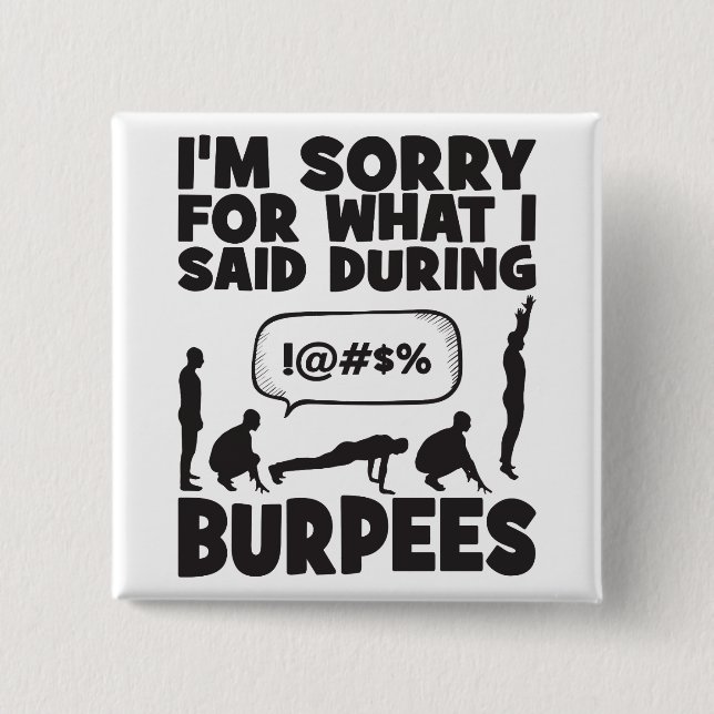 Bóton Quadrado 5.08cm BURPEES - Engraçado Workout Novelty (Frente)