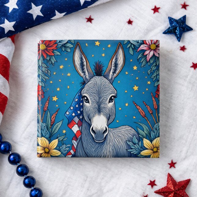 Bóton Quadrado 5.08cm Burro da Liberdade (Criador carregado)