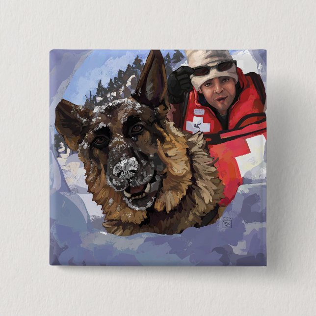 Bóton Quadrado 5.08cm Busca e salvamento (Frente)