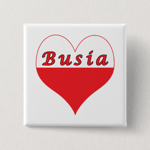 Bóton Quadrado 5.08cm Busia Polonês Heart