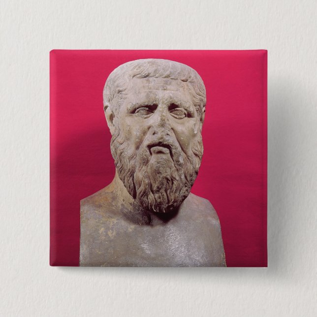 Bóton Quadrado 5.08cm Busto da cópia de Plato do século IV de um (Frente)