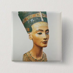 Bóton Quadrado 5.08cm Busto da rainha Nefertiti, do estúdio do sc