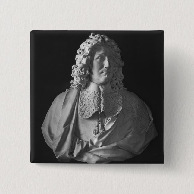 Bóton Quadrado 5.08cm Busto de Jean-Baptiste Colbert de Torcy (Frente)