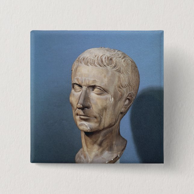 Bóton Quadrado 5.08cm Busto de Júlio César (Frente)