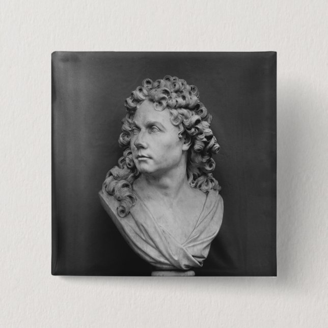 Bóton Quadrado 5.08cm Busto de Robert de Cotte, 1707 (Frente)