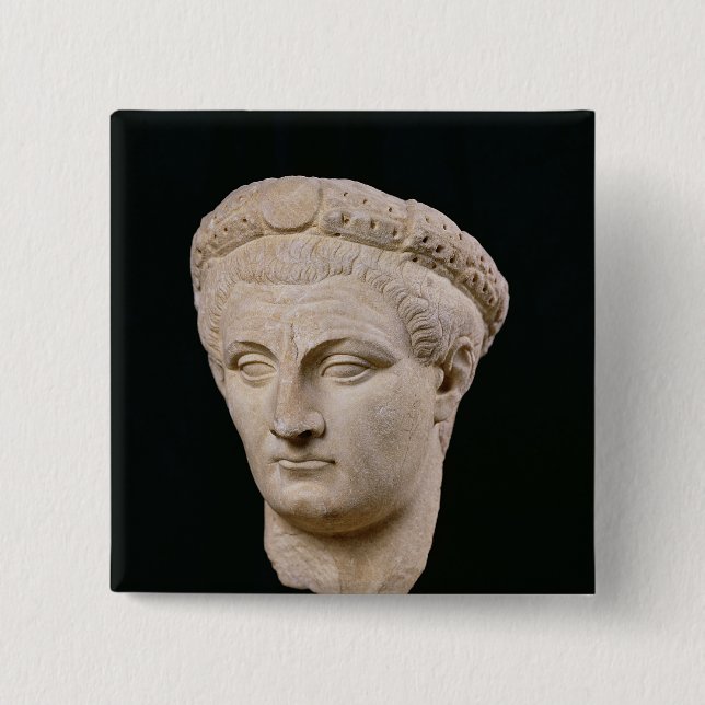 Bóton Quadrado 5.08cm Busto do imperador Claudius de Thasos (Frente)