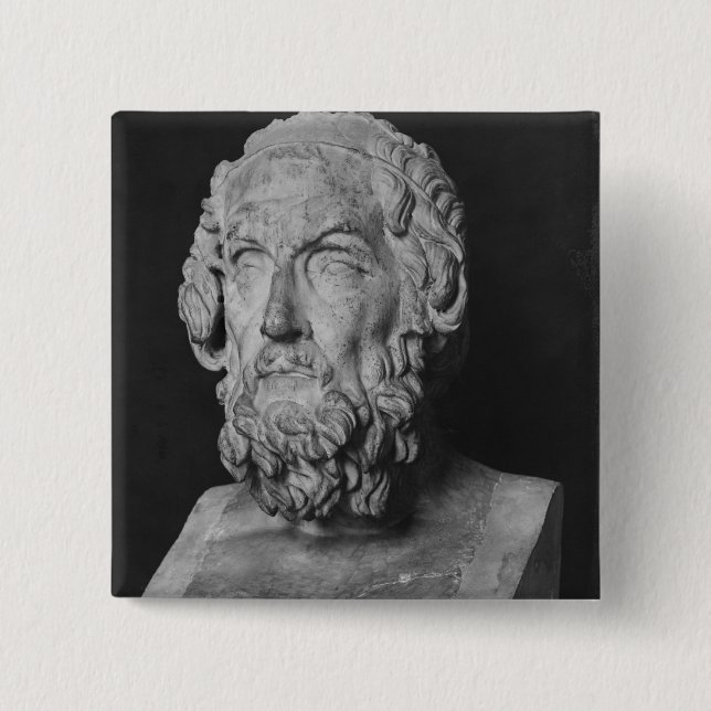 Bóton Quadrado 5.08cm Busto do local, período Hellenistic (Frente)