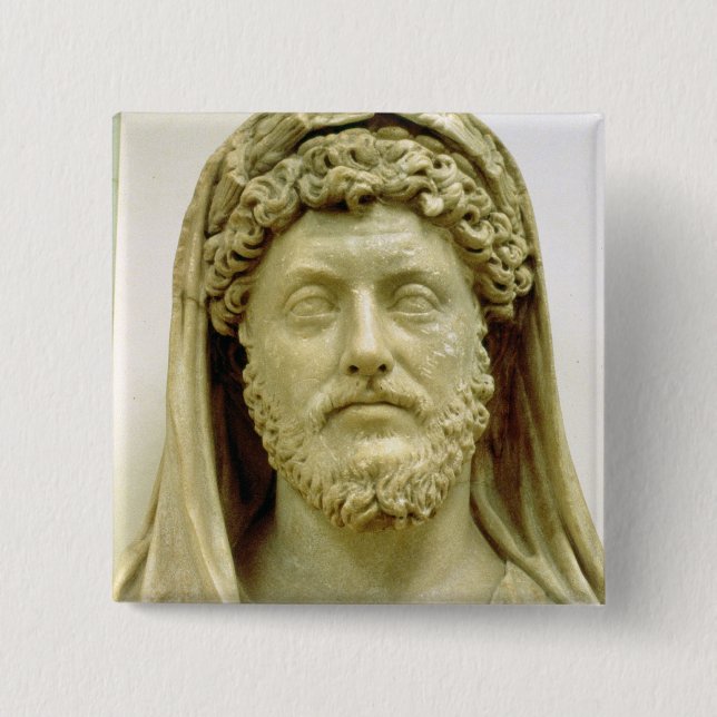 Bóton Quadrado 5.08cm Busto do retrato de Marcus Aurelius (Frente)