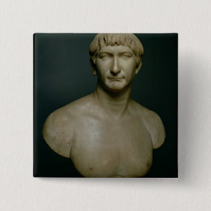 Bóton Quadrado 5.08cm Busto do retrato do imperador Trajan (53-117