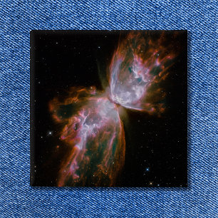 Bóton Quadrado 5.08cm Butterfly Nebula Celestial Foto Espacial