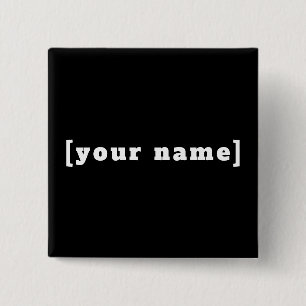 Bóton Quadrado 5.08cm Button Quadrat schwarz weiß mit Deinem Namen