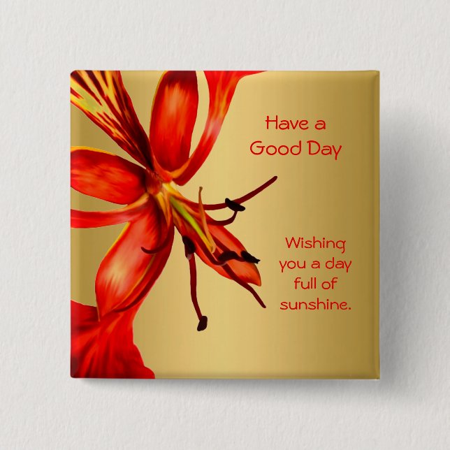 Bóton Quadrado 5.08cm Button Royal Poinciana (Frente)