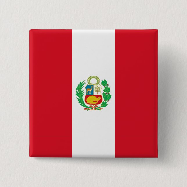 Bóton Quadrado 5.08cm Button with Flag of Peru (Frente)