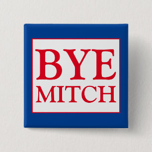 Bóton Quadrado 5.08cm Bye Mitch McConnell Senate Votar Eleição Azul